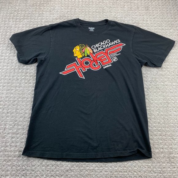 Reebok Chicago Blackhawks Shirt Men XL Black NHL Hockey Western Conference Tee - Picture 1 of 9